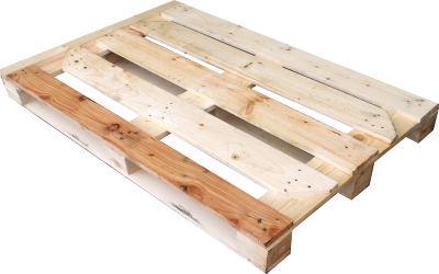 Used pallet with a rail